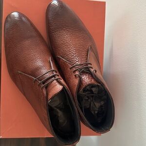 Di Blanco Brown Leather Lace-Up Shoes